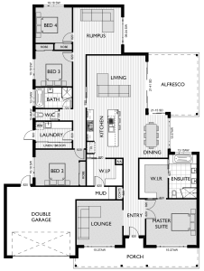 Floor Plan for Virtue Homes Evie 34 family home