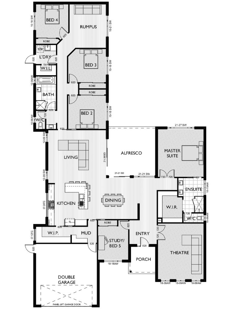 Floor Plan for Virtue Homes Malibu 37 family home