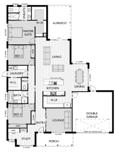 Floor Plan for Virtue Homes Langston 28 family home