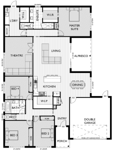 Floor Plan for Virtue Homes Edge 32 family home