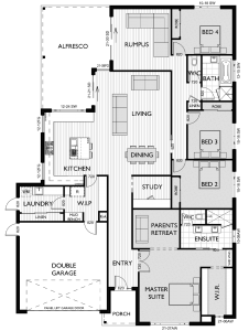Floor Plan for Virtue Homes Camberly 33 family home
