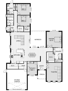 Floor Plan for Virtue Homes Malibu 34 family home
