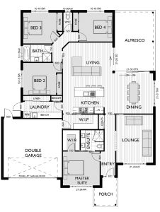 Floor Plan for Virtue Homes Wattle 28 family home