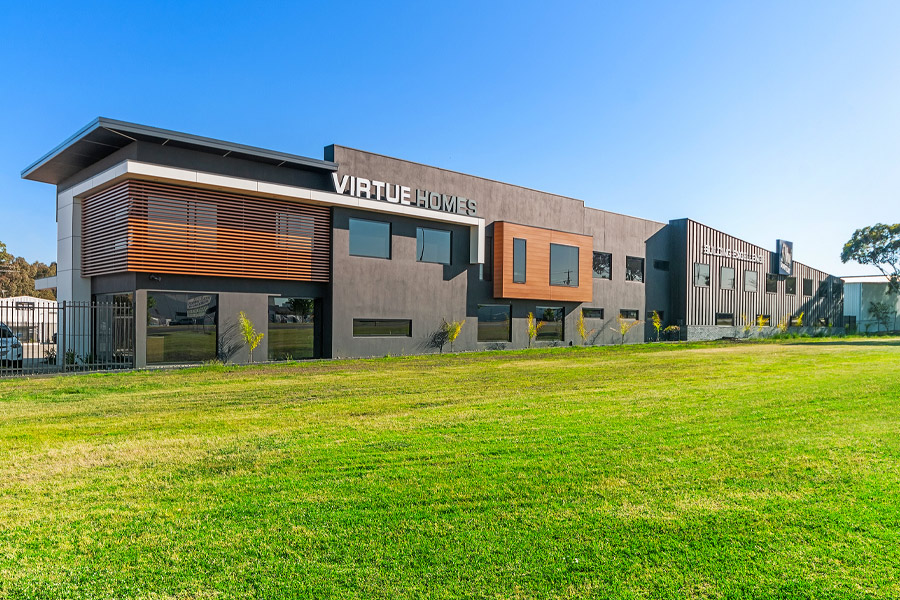Virtue Homes Showroom from the highway2019