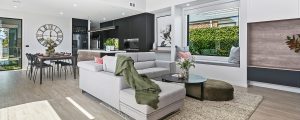 Virtue Homes Display Home open living room in Traralgon