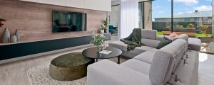 Family room/Lounge room space with large tv