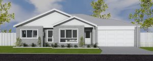 Rendering of Ranch style house facade by Virtue Homes