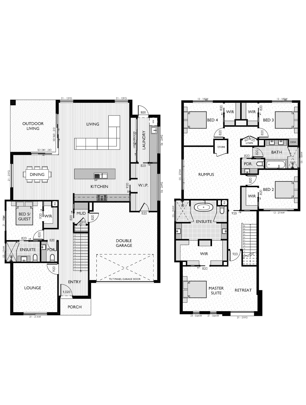 Floor Plan 2 Storey House With Dimensions