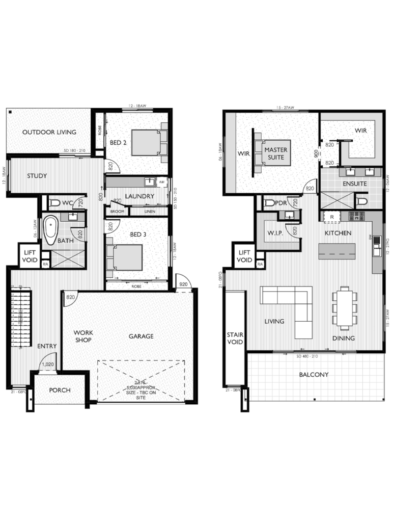 Two Storey floor plan for the Ruby 33