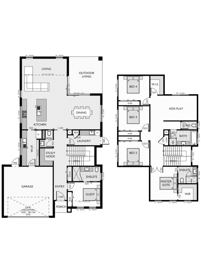 Two Storey floor plan for the Tayla 35