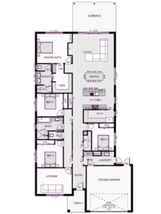 Ranch style floor plan for the Aasha 32