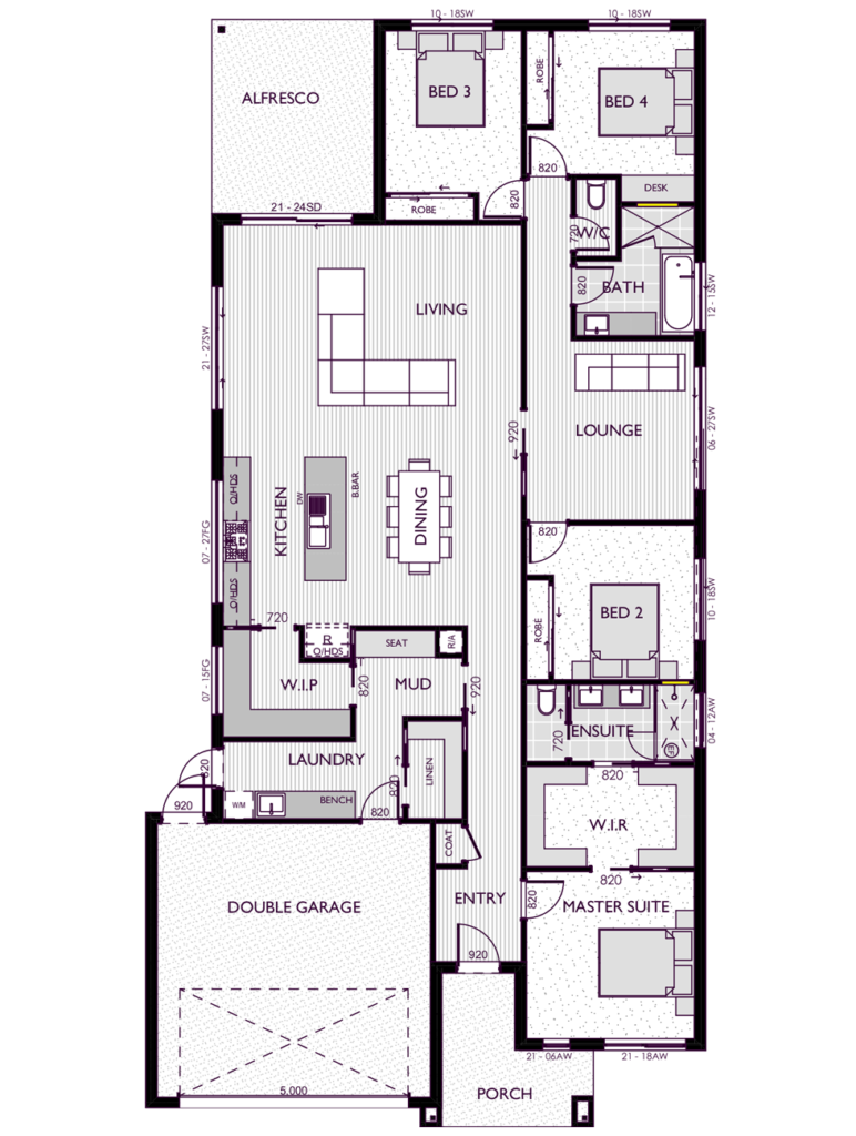 Ranch style floor plan for the Ayden 29