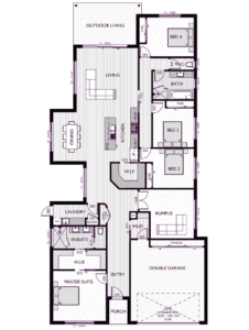Ranch style floor plan for the Bailey 31