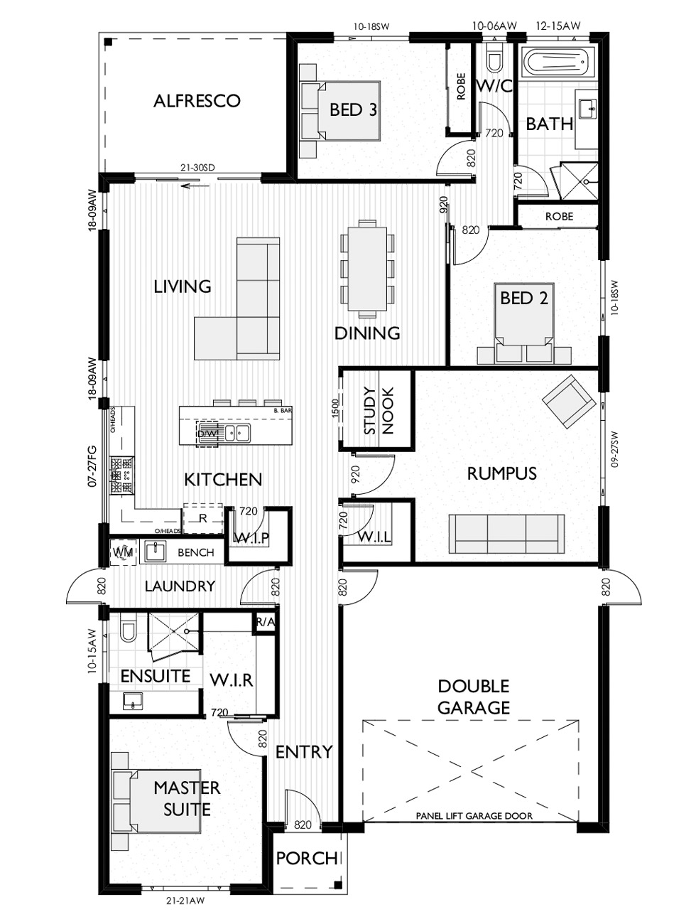 Floor plan for the Boston 25 designed by Virtue Homes