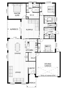 Floor plan for the Saville 27 designed by Virtue Homes