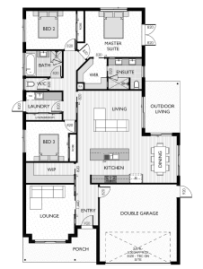 Black and white floor plan by Virtue Homes