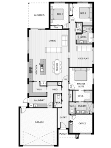 Floor plan for the Ayden 27, designed by Virtue Homes