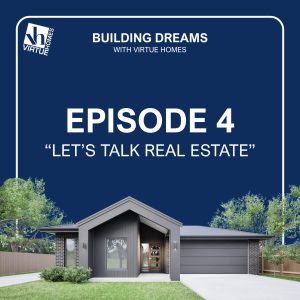 Virtue Homes podcast graphic 4 - dark blue image tile with house facade at the bottom of the image.