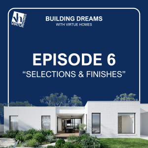 Virtue Homes podcast graphic 6 - dark blue image tile with house facade at the bottom of the image.
